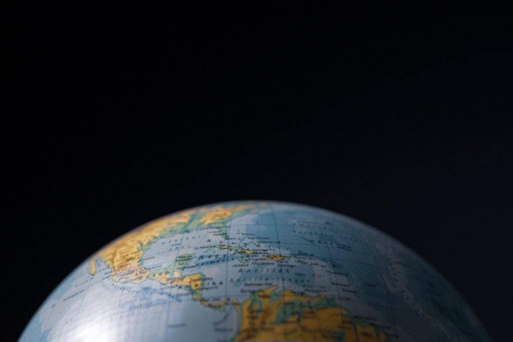 Picture of globe against black background